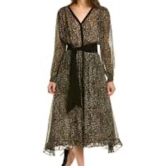 The Kooples Leopard Print Midi Dress(Size 1,Small) - Picture 1 of 11